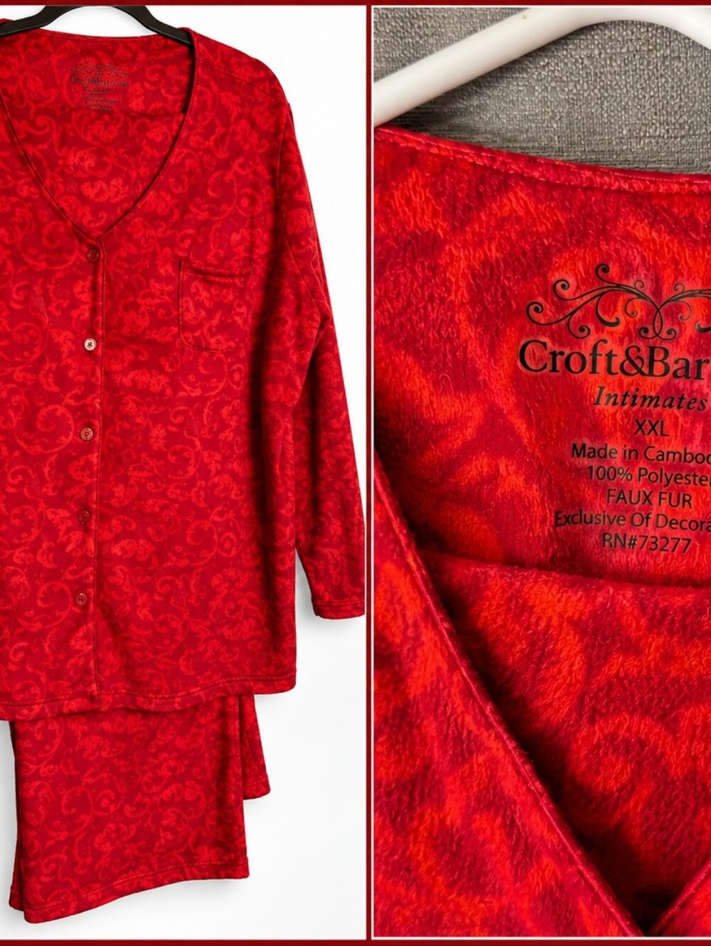Croft & Barrow XXL 2X Red Paisley 2-Pc Pajama Set NWOT